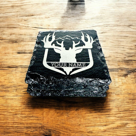 Customizable Engraved Slate Coaster Set