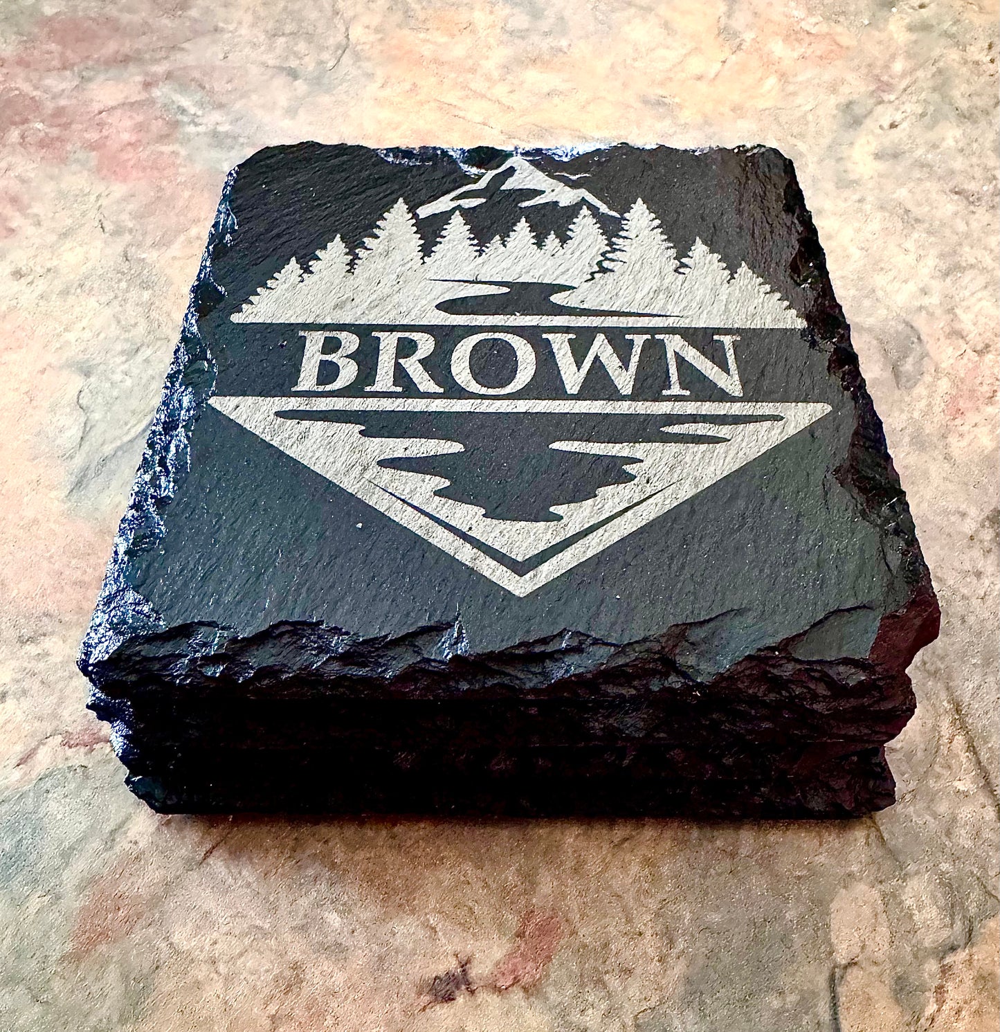 Customizable Engraved Slate Coaster Set