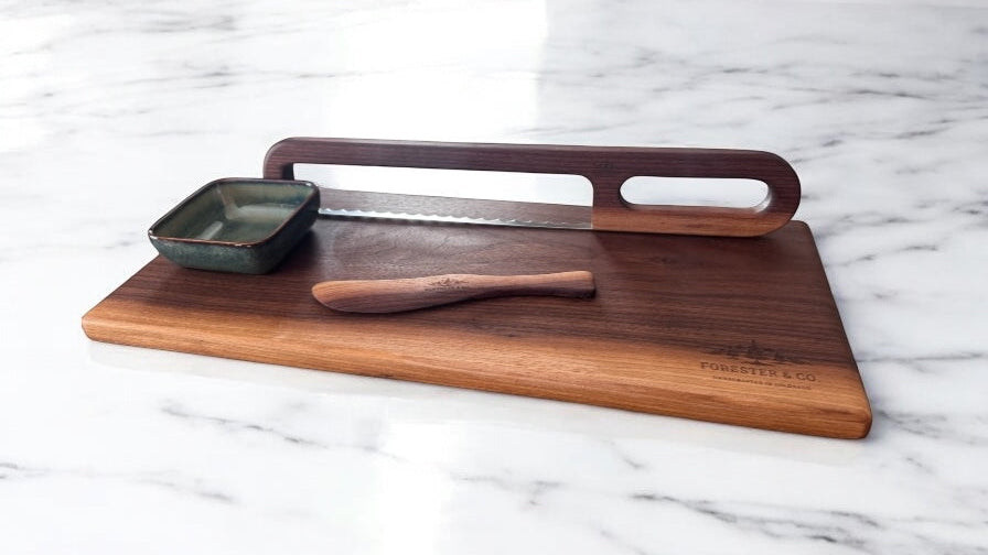 Handcrafted Walnut Bread Serving Board Set