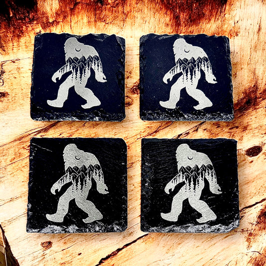 Sasquatch Engraved Slate Coaster Set