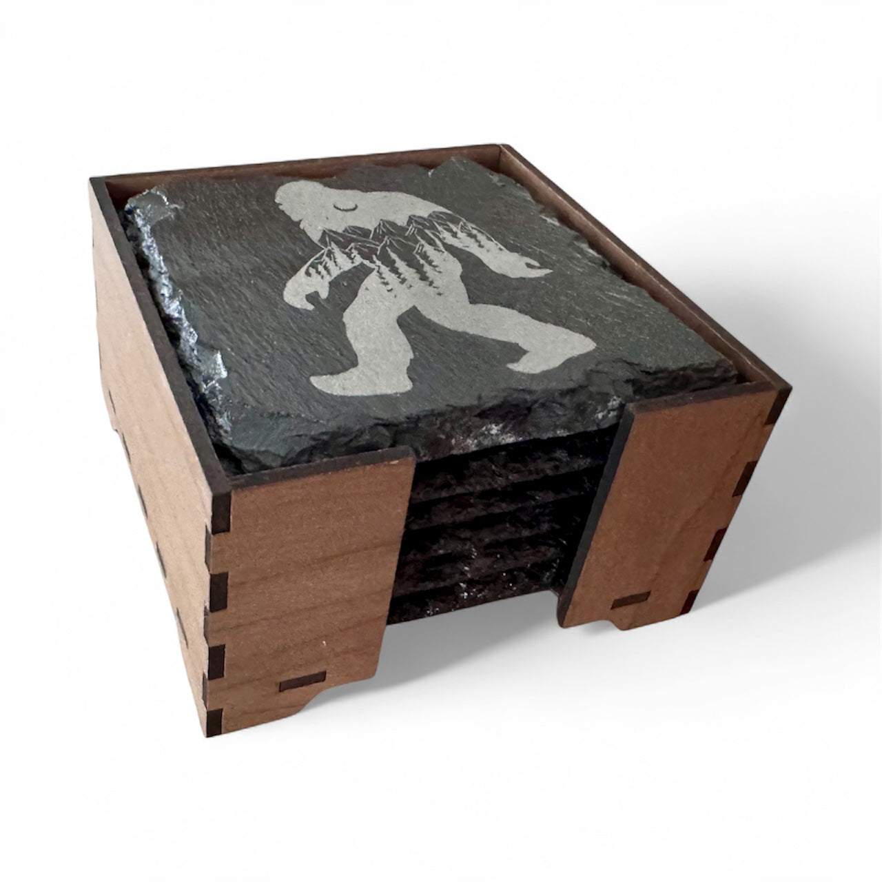 Sasquatch Engraved Slate Coaster Set
