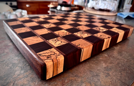 Walnut & Spalted Maple End Grain Rectangular Cutting Board