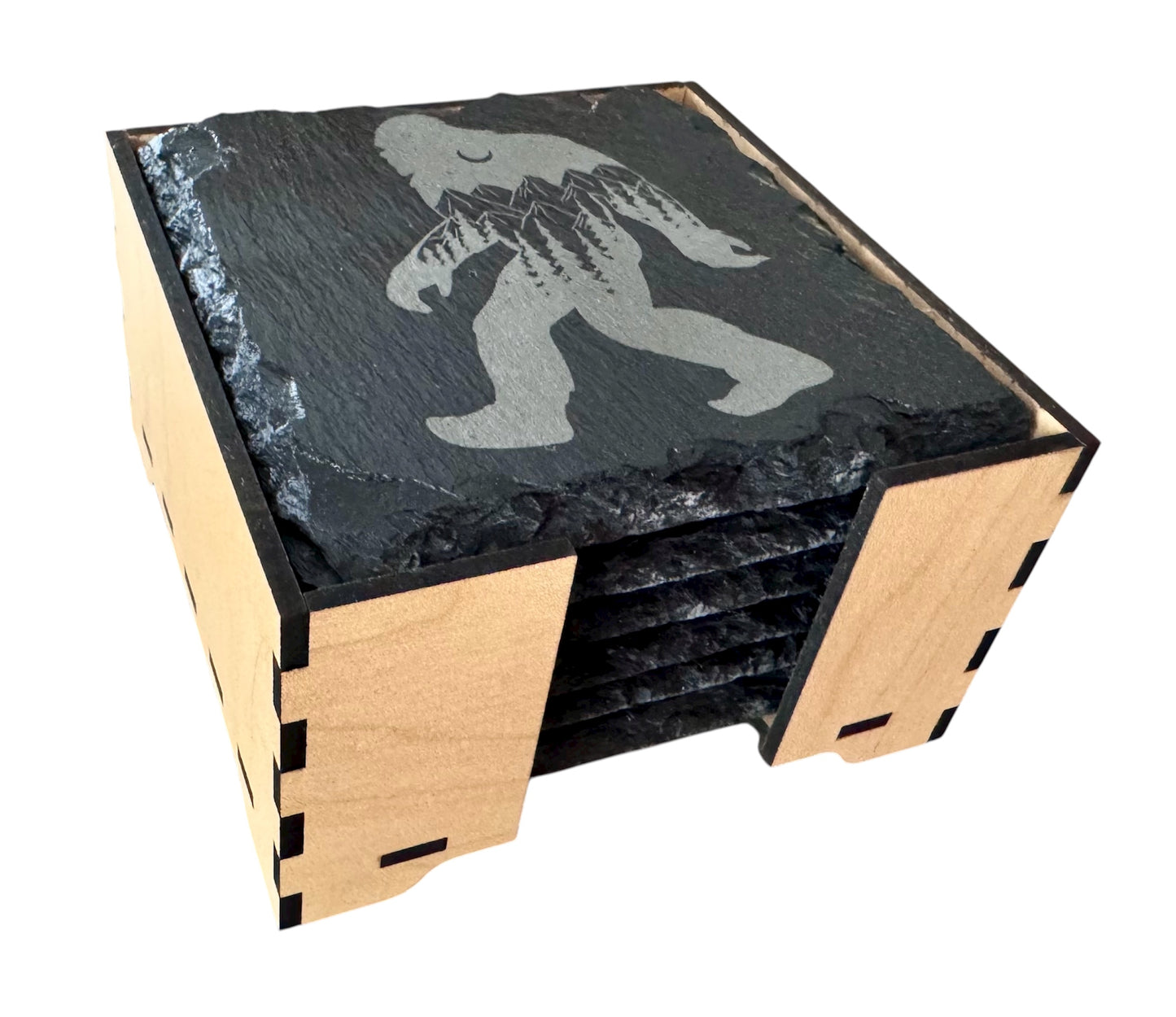 Sasquatch Engraved Slate Coaster Set